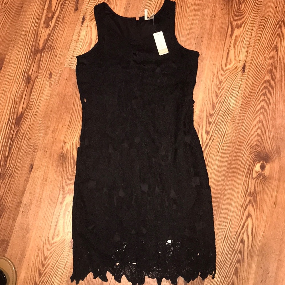 Black Dress with Floral Overlay